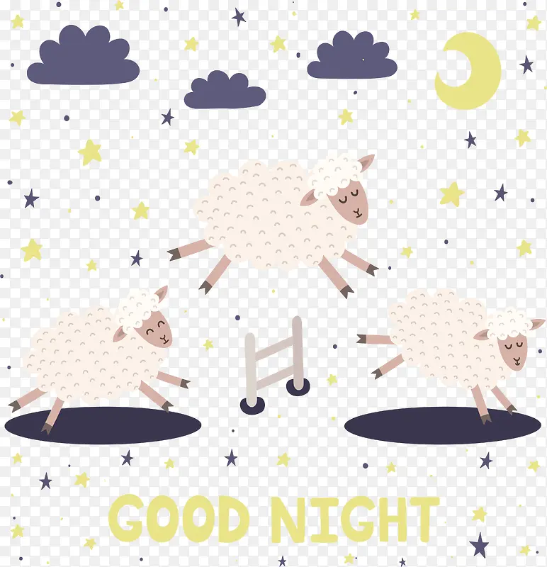绵羊睡眠可爱手绘世界睡眠日插画