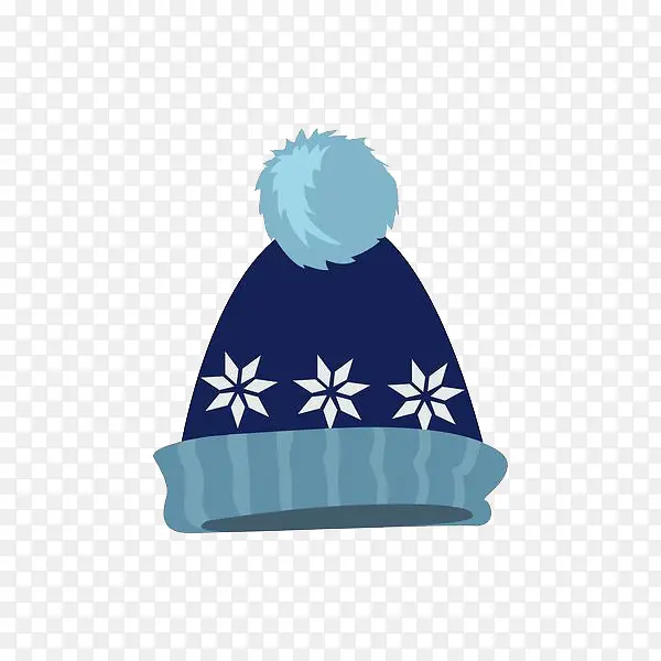 手绘蓝色雪花毛线帽子