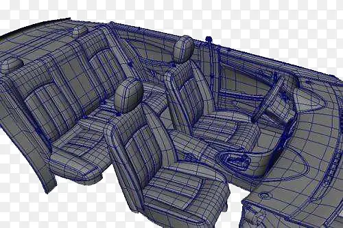 3D的设计车子的内部视图