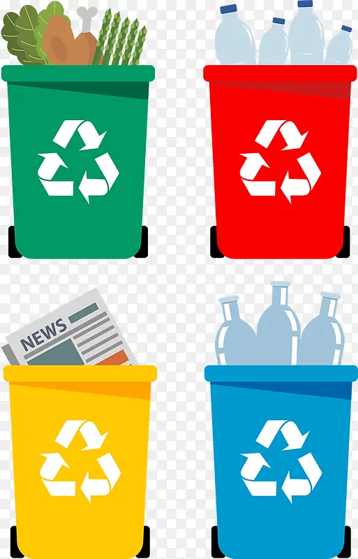 卡通绿色环保回收箱