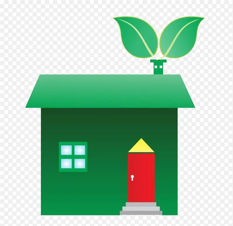 绿色环保扁平化房屋图案
