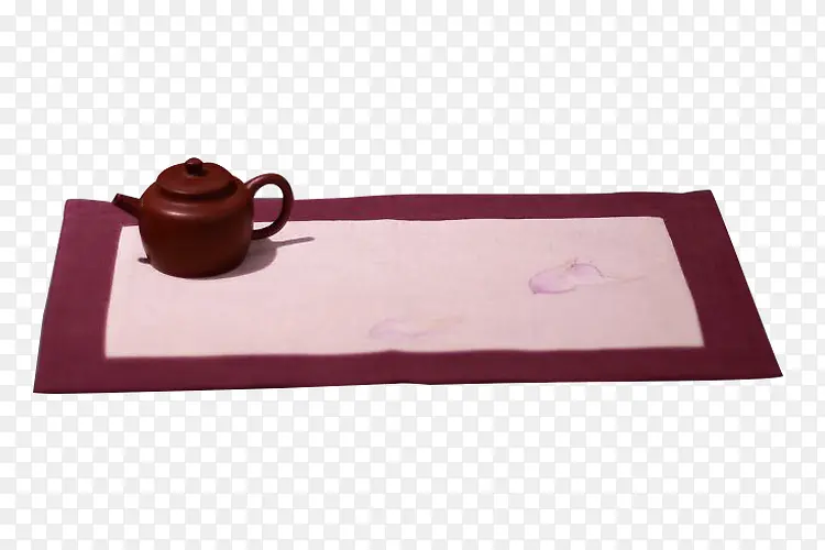 茶壶和红色茶席图片素材