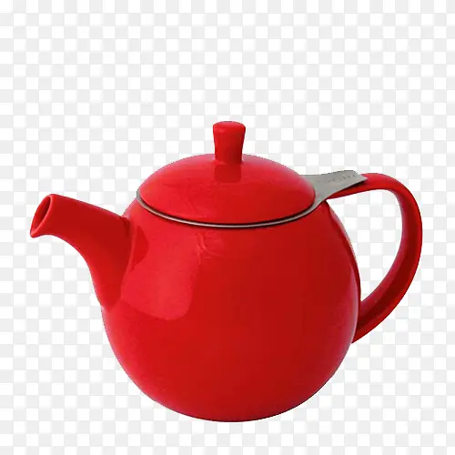红色陶瓷茶壶