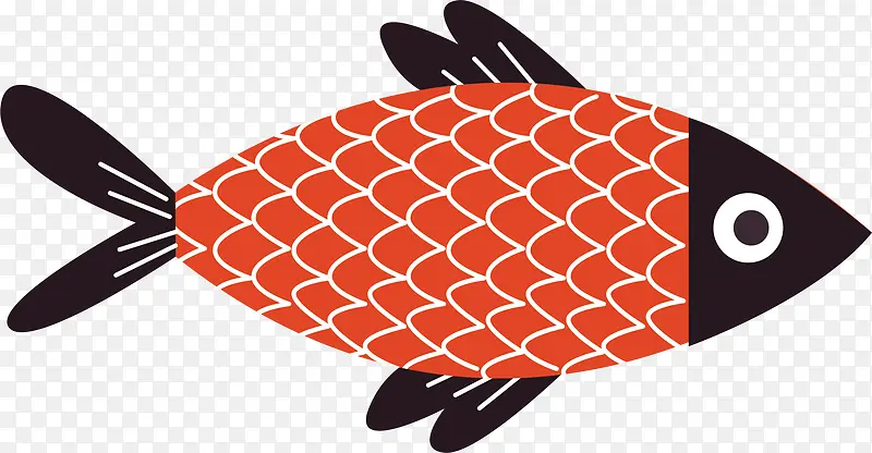 可爱卡通黑头红身鱼矢量素材