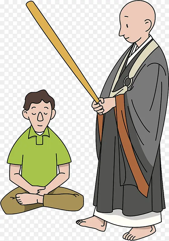 卡通僧侣传授教育修行人