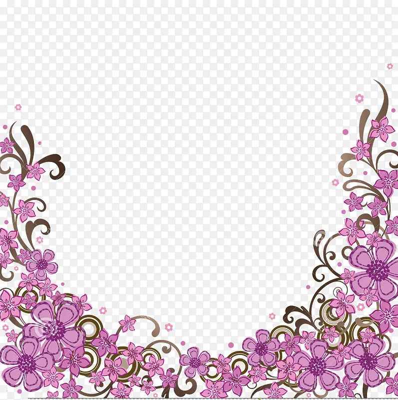 紫色装饰风格藤蔓花型边框