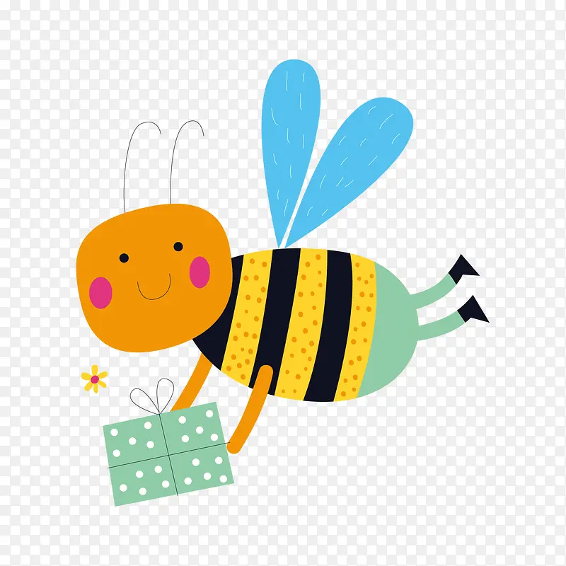 送礼物的卡通蜜蜂