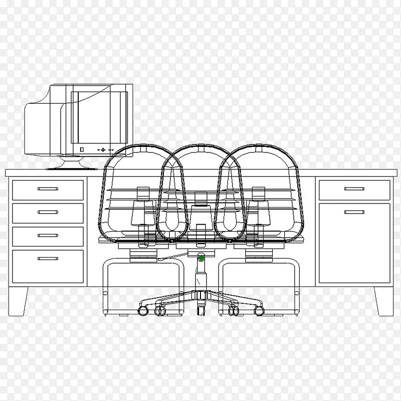 经理办公桌黑白线稿图免抠png