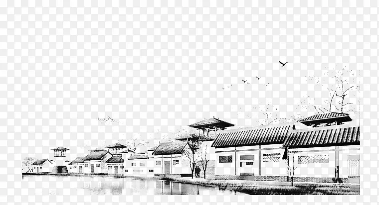 房屋水墨画PNG图片素材下载_图片编号8198636-PNG素材网