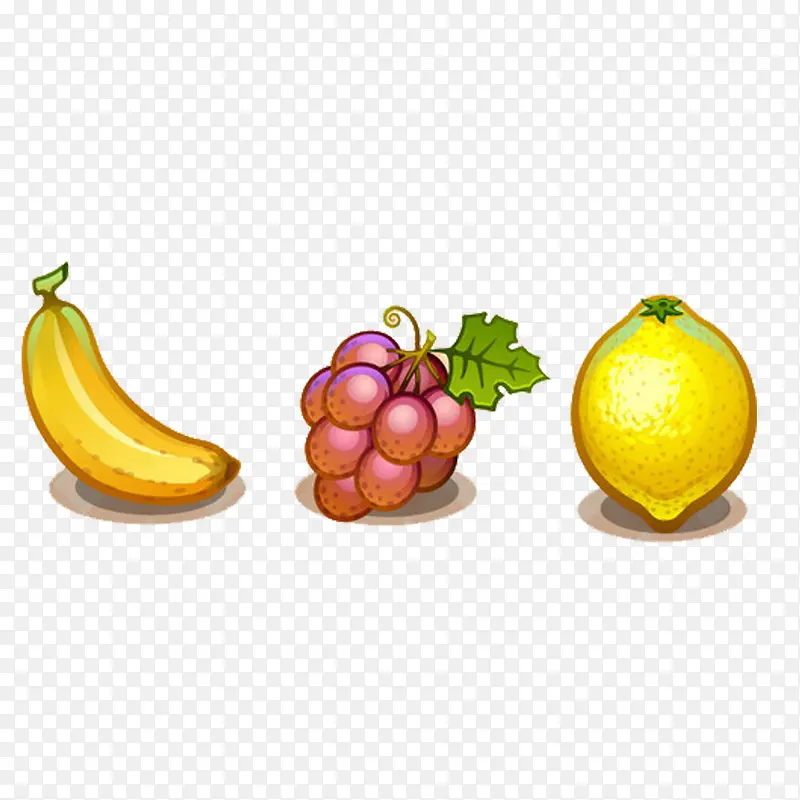 手绘水果香蕉葡萄柠檬