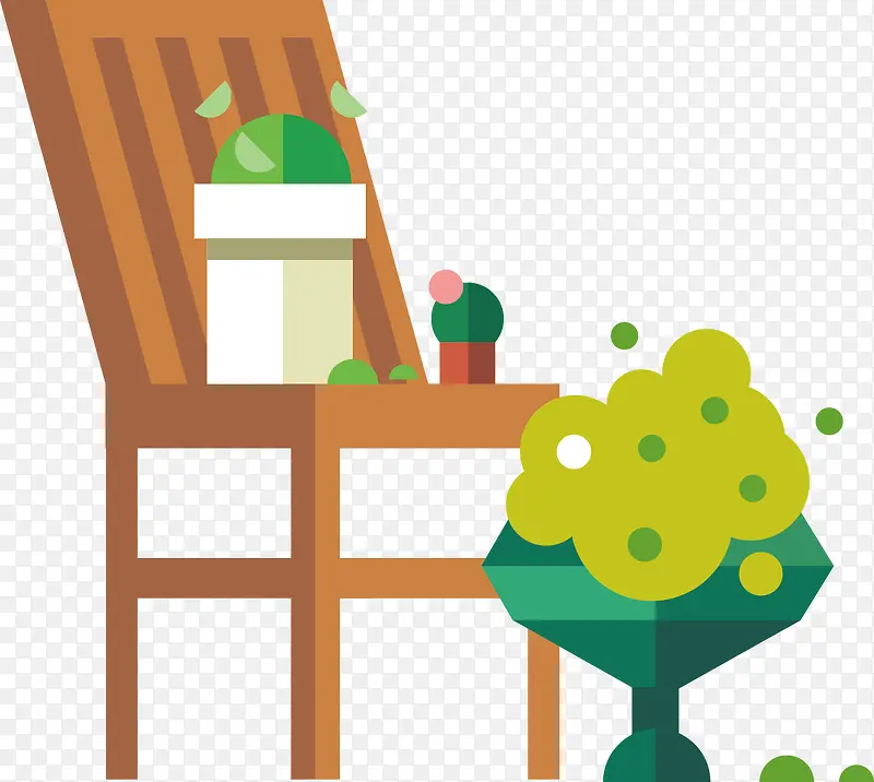 卡通木椅花盆盆栽