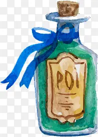水彩手绘酒瓶子