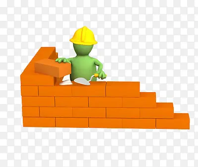 一个工人正在建设房子