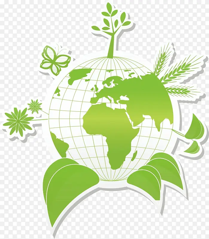 绿色植物地球环保元素