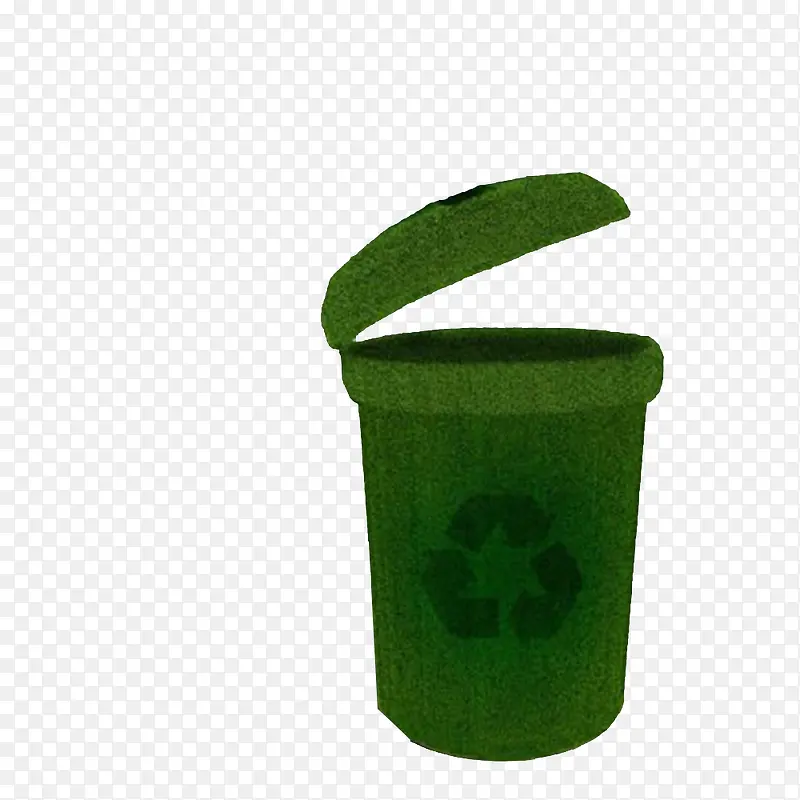 卡通绿色生态 的垃圾桶PNG