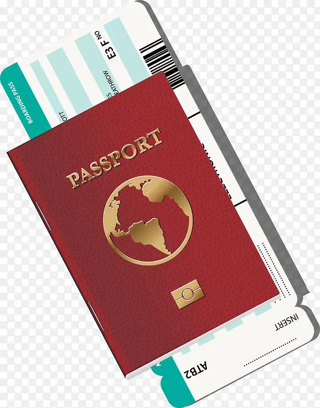 红色旅行护照机票
