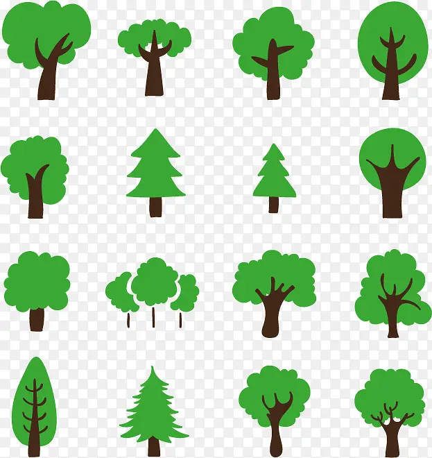 树木树枝树干绿色矢量树木