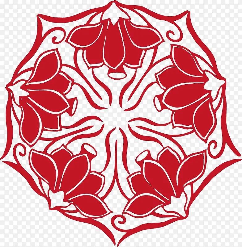 红色荷花花纹