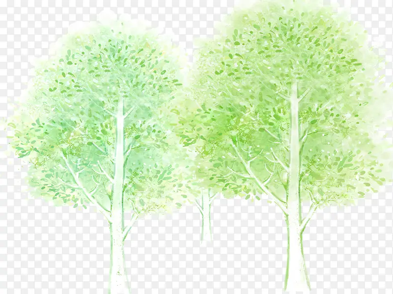 手绘绿色小树