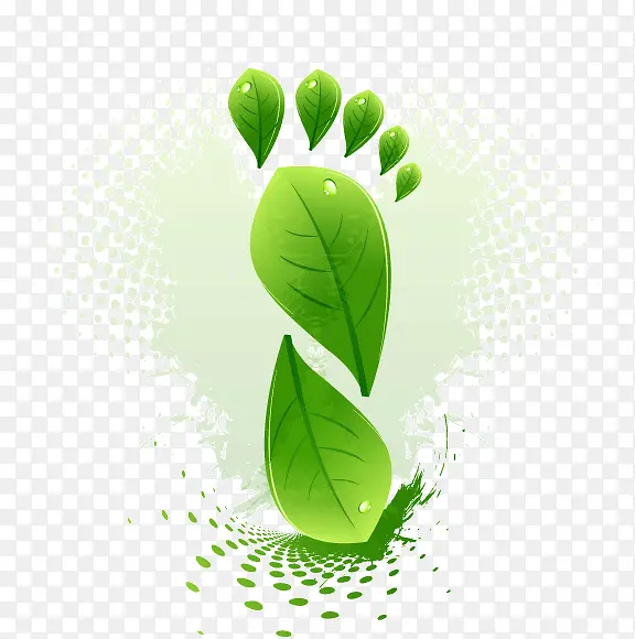 绿色 树叶 脚丫  装饰图案 矢量图