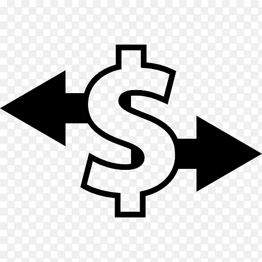 美元符号的轮廓与箭头指向左、右图标