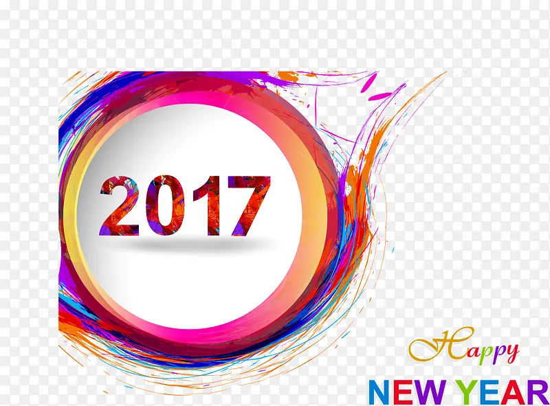 手绘圆圈彩色2017新年