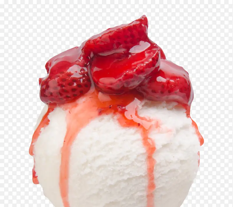 水果草莓酱料的冰激凌