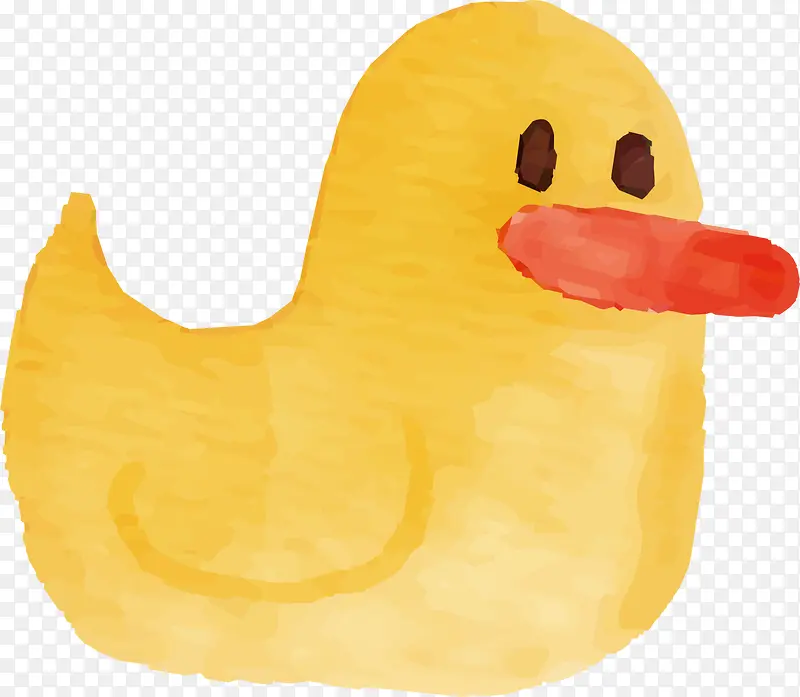 手绘黄色水彩鸭子