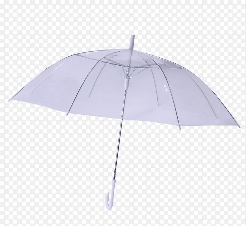嫩紫色长柄透明雨伞png素材