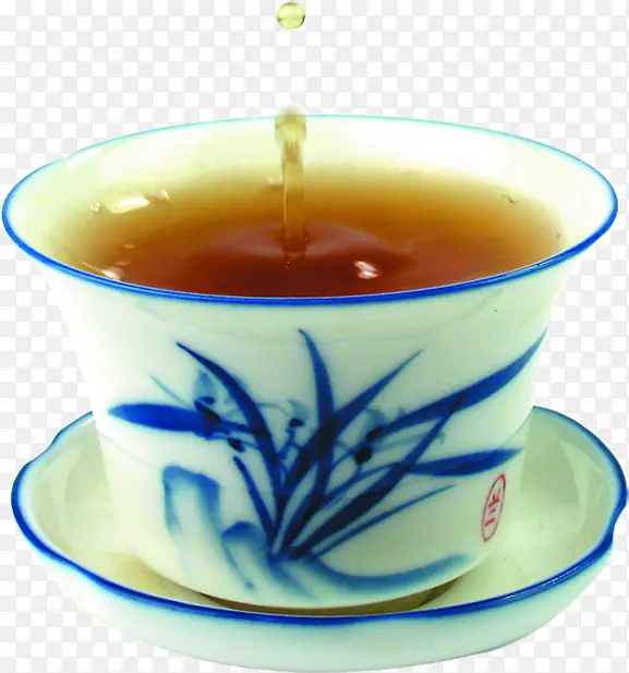 茶杯陶瓷青花瓷毛笔字