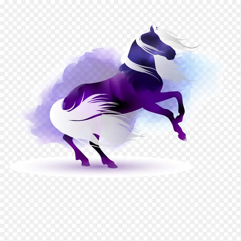 梦幻紫色骏马装饰矢量素材