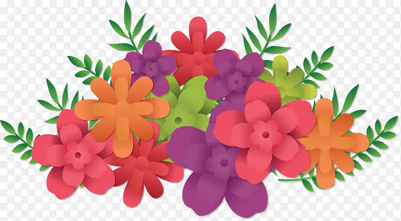 浪漫彩色浮雕春花