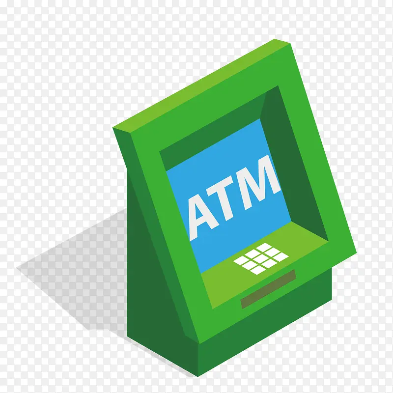 绿色卡通设计ATM机器