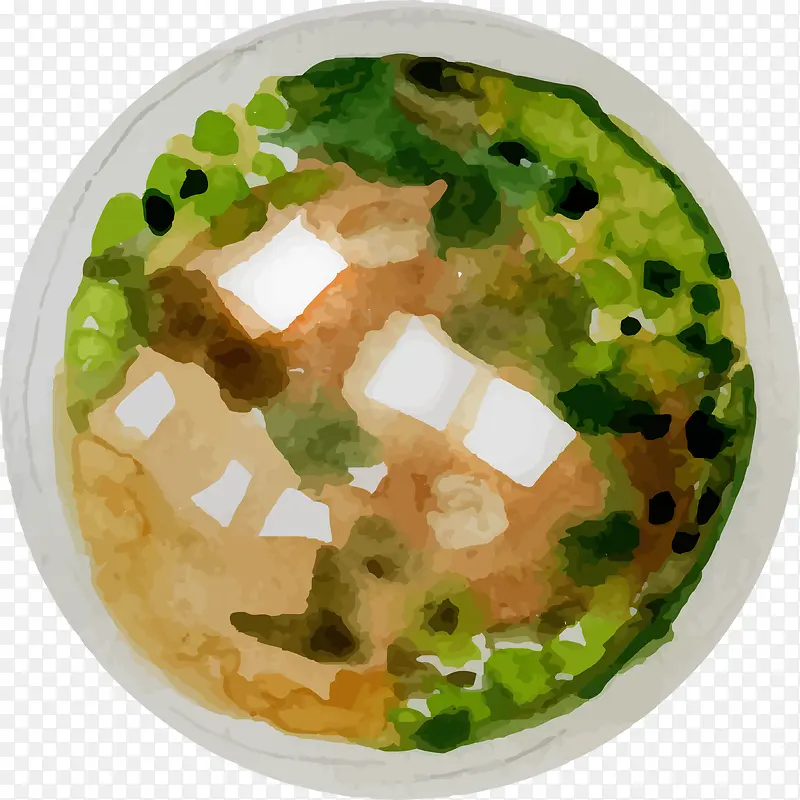 水彩卡通饭馆蔬菜汤