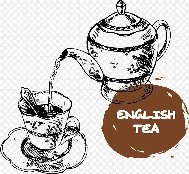 矢量卡通手绘英格兰茶