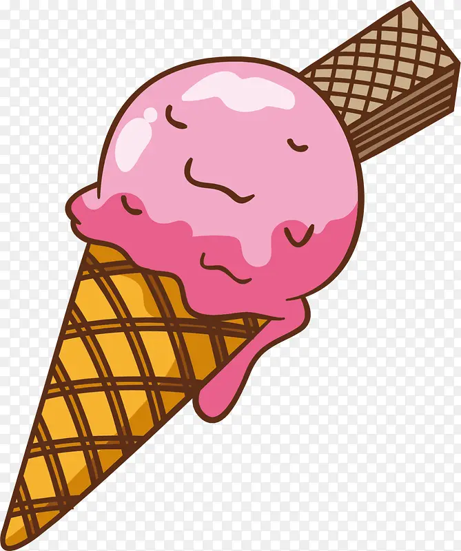 夏季卡通粉色冰激凌