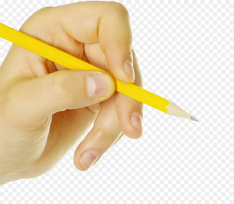 手拿黄色铅笔