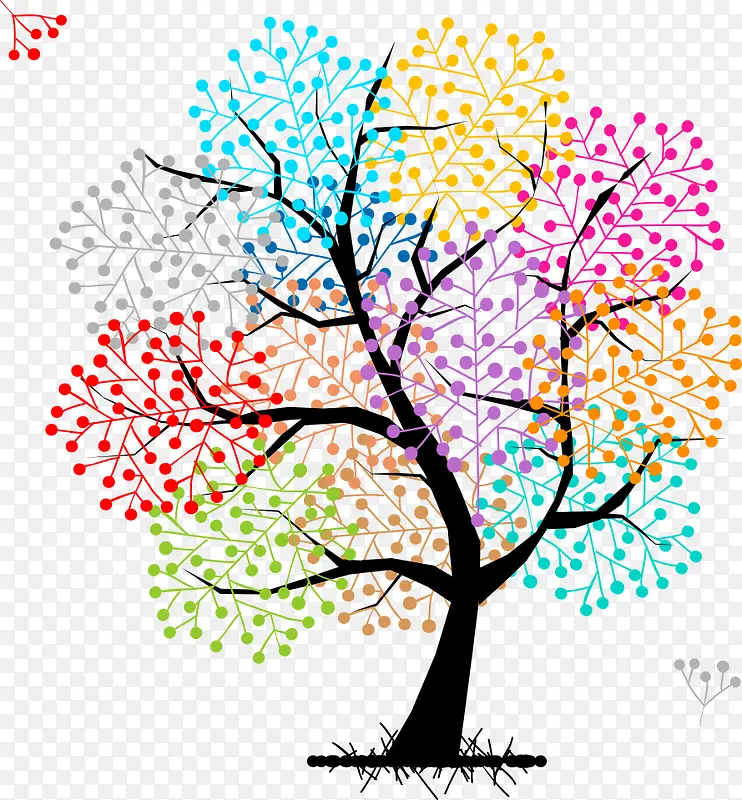 矢量彩色抽象小树