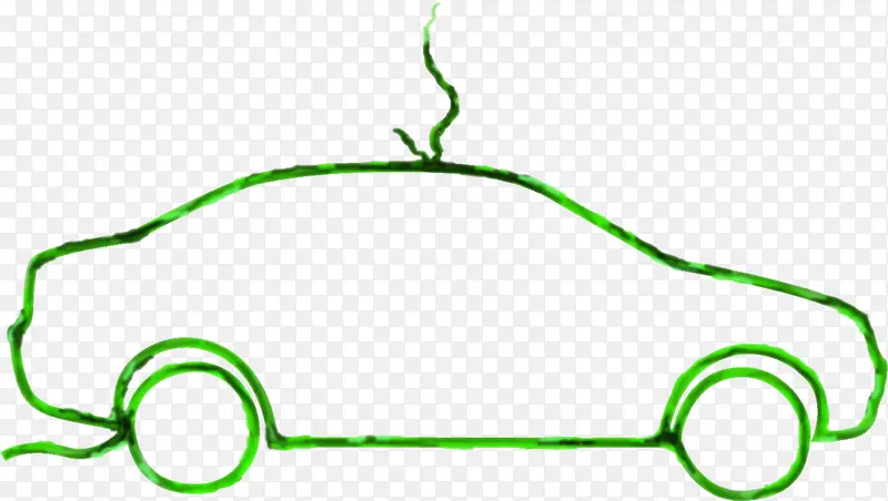 手绘绿色环保汽车图标