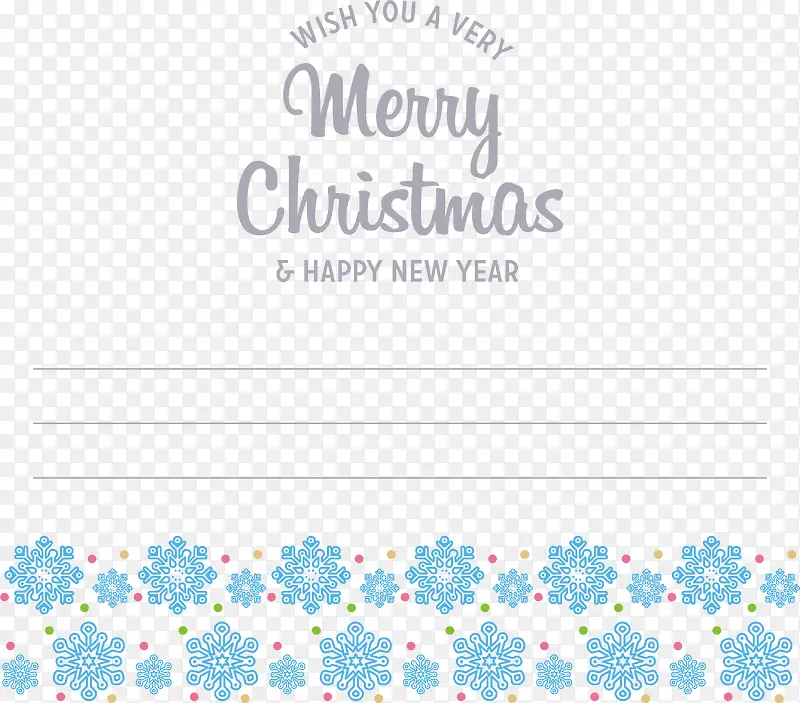 圣诞节蓝色雪花花纹信纸留言卡