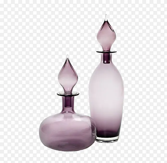 紫色带盖透明玻璃瓶家居摆件