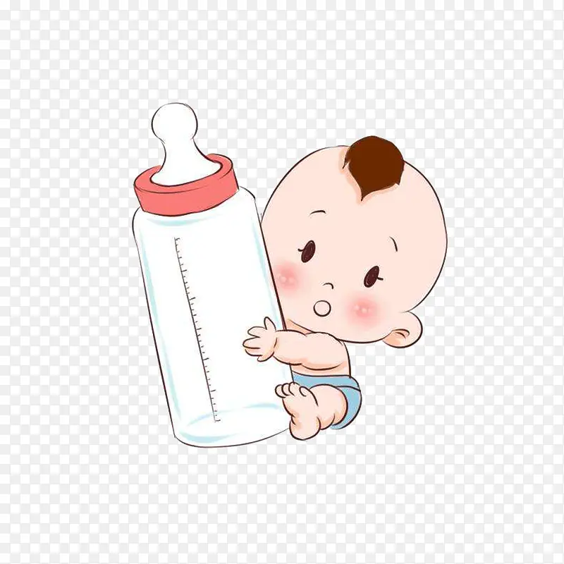 抱着奶瓶要喝奶的宝宝