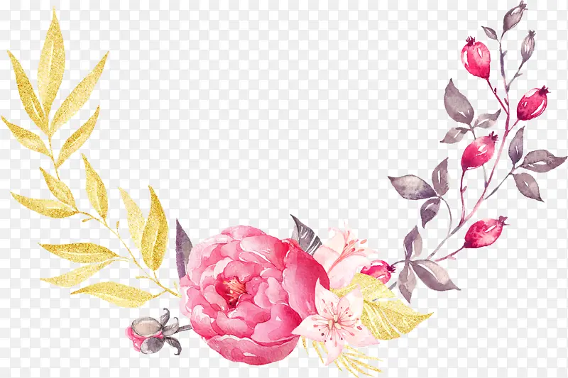 手绘花卉植物花朵边框装饰