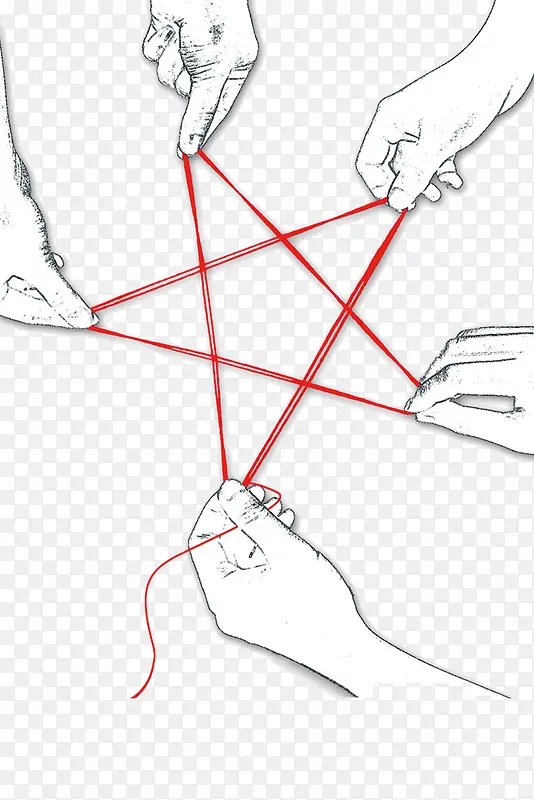 创意素描手绘五角星合成手势