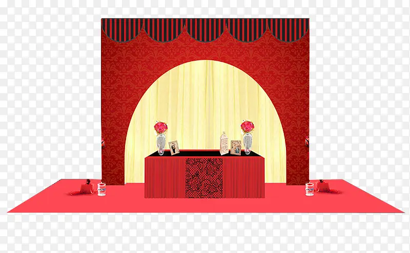 中式婚礼舞台背景效果图