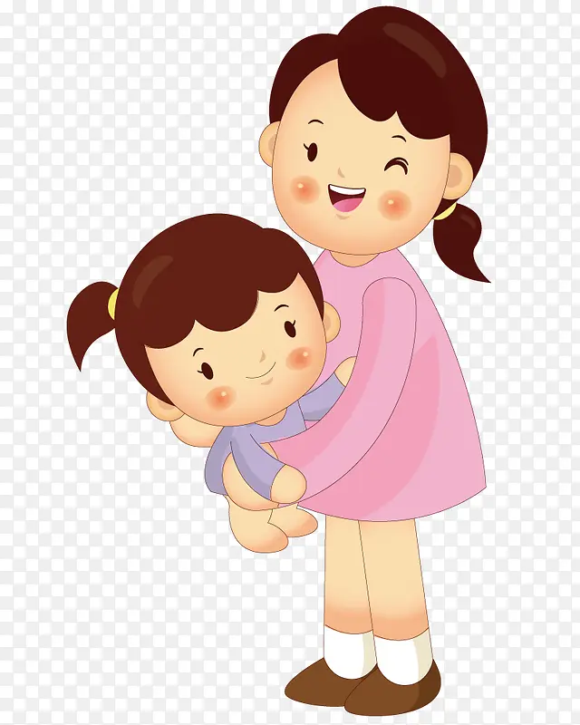 姐姐抱着妹妹PNG图片素材下载_图片编号8227420-PNG素材网