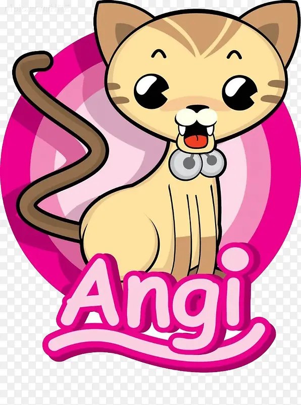 张嘴的卡通小猫