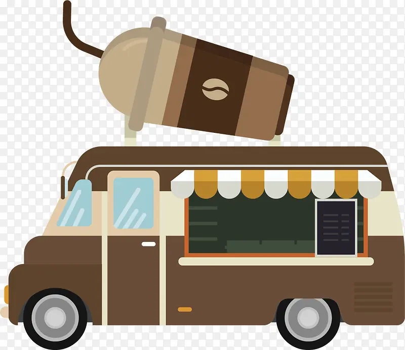 矢量图卖饮品的流动车
