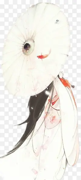 彩绘立绘撑着雨伞的女子