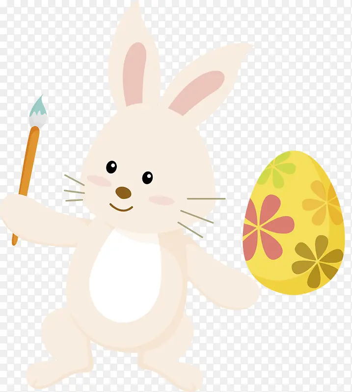 卡通可爱画彩蛋的兔子